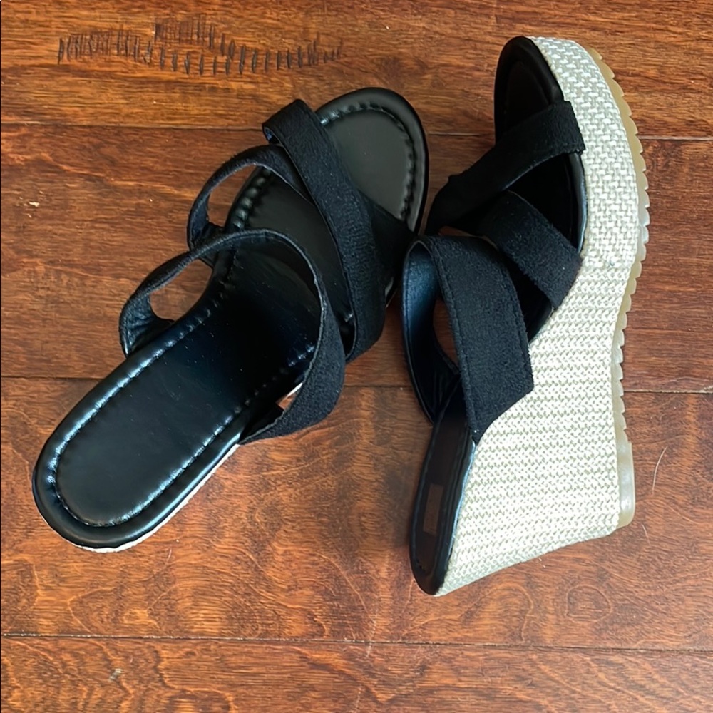 Black Wedge Sandals